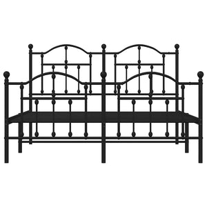 Giroletto con Testiera e Pediera Metallo Nero 140x200 cm 353458