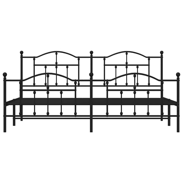 Giroletto con Testiera e Pediera Metallo Nero 200x200 cm 353464