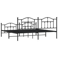 Giroletto con Testiera e Pediera Metallo Nero 200x200 cm 353464