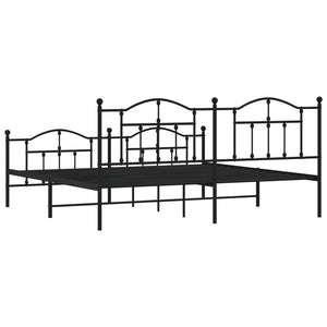 Giroletto con Testiera e Pediera Metallo Nero 200x200 cm 353464