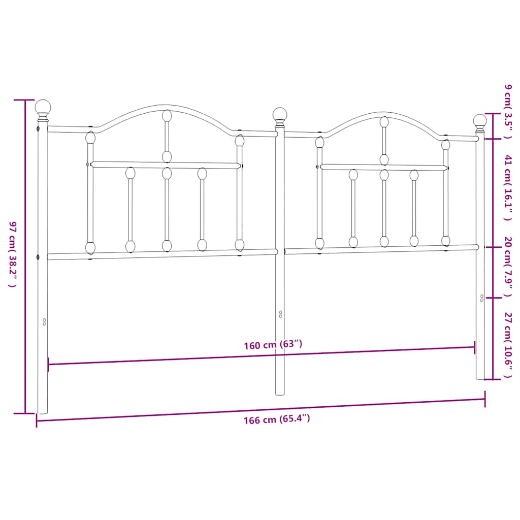 Testiera in Metallo Nero 160 cm 353474