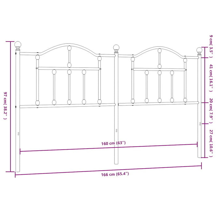 Testiera in Metallo Nero 160 cm 353474