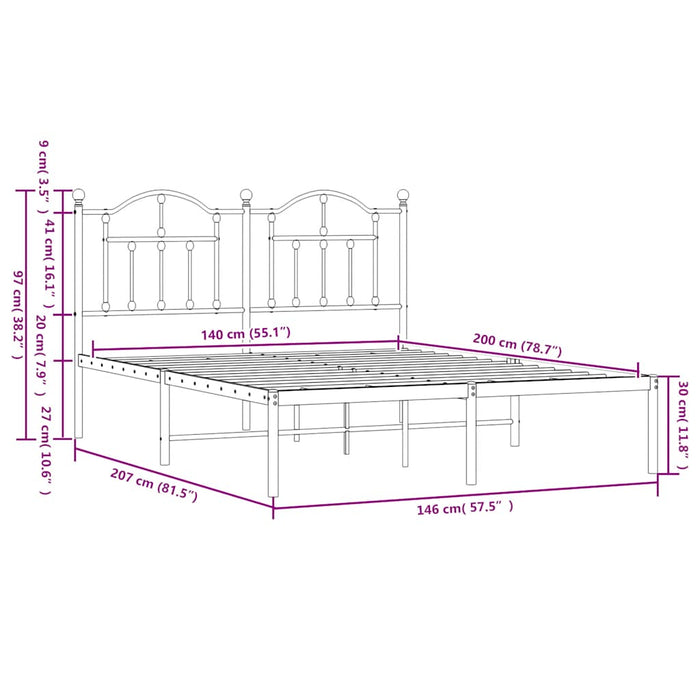 Giroletto con Testiera Metallo Bianco 140x200 cm 353489