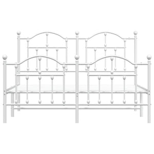 Giroletto con Testiera e Pediera Metallo Bianco 140x190 cm 353506