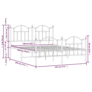 Giroletto con Testiera e Pediera Metallo Bianco 140x190 cm 353506