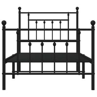 Giroletto con Testiera e Pediera Metallo Nero 90x200 cm 353548