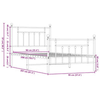 Giroletto con Testiera e Pediera Metallo Nero 90x200 cm 353548