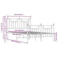 Giroletto con Testiera e Pediera Metallo Nero 120x200 cm 353553