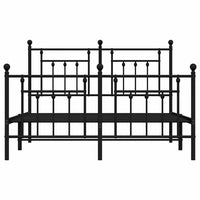 Giroletto con Testiera e Pediera Metallo Nero 140x190 cm 353555