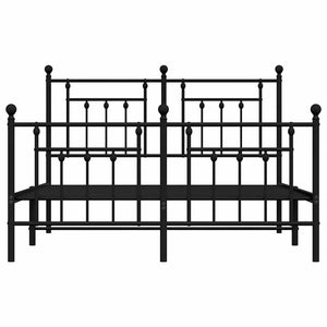 Giroletto con Testiera e Pediera Metallo Nero 140x190 cm 353555