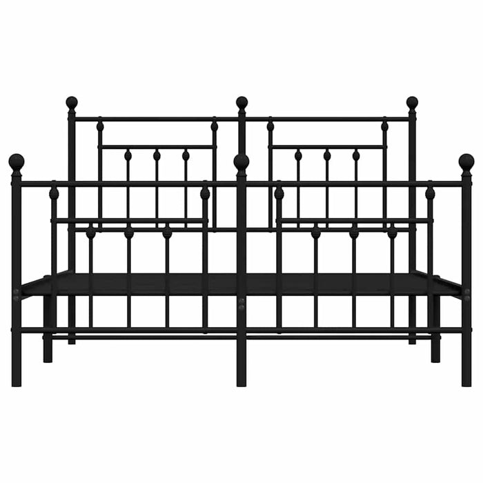 Giroletto con Testiera e Pediera Metallo Nero 140x190 cm 353555