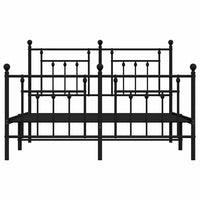 Giroletto con Testiera e Pediera Metallo Nero 140x200 cm 353556