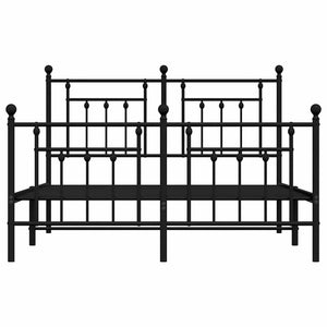 Giroletto con Testiera e Pediera Metallo Nero 140x200 cm 353556