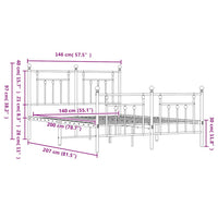 Giroletto con Testiera e Pediera Metallo Nero 140x200 cm 353556