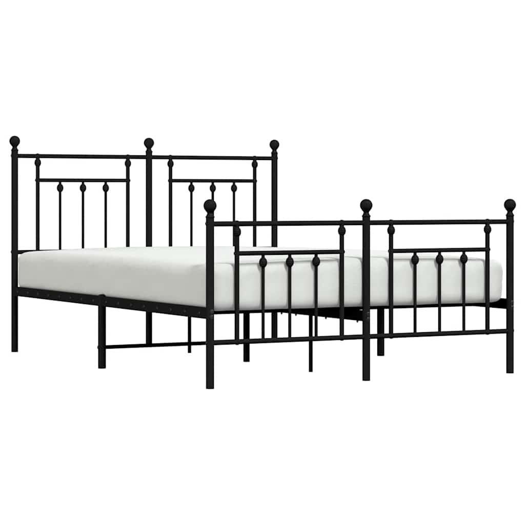 Giroletto con Testiera e Pediera-Struttura Letto Metallo Nero 150x200 cm 203473