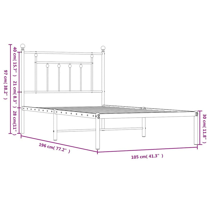 Giroletto con Testiera Metallo Bianco 100x190 cm 353580