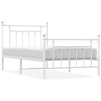 Giroletto con Testiera e Pediera-Struttura Letto Metallo Bianco 100x190 cm 353850