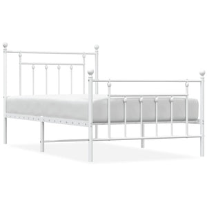 Giroletto con Testiera e Pediera-Struttura Letto Metallo Bianco 100x190 cm 353850