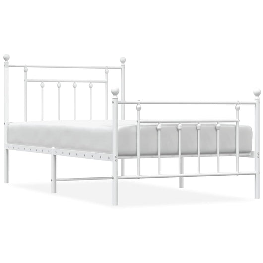 Giroletto con Testiera e Pediera-Struttura Letto Metallo Bianco 100x190 cm 353850