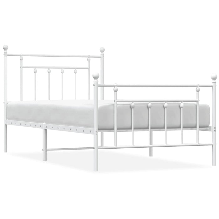 Giroletto con Testiera e Pediera-Struttura Letto Metallo Bianco 100x190 cm 353850