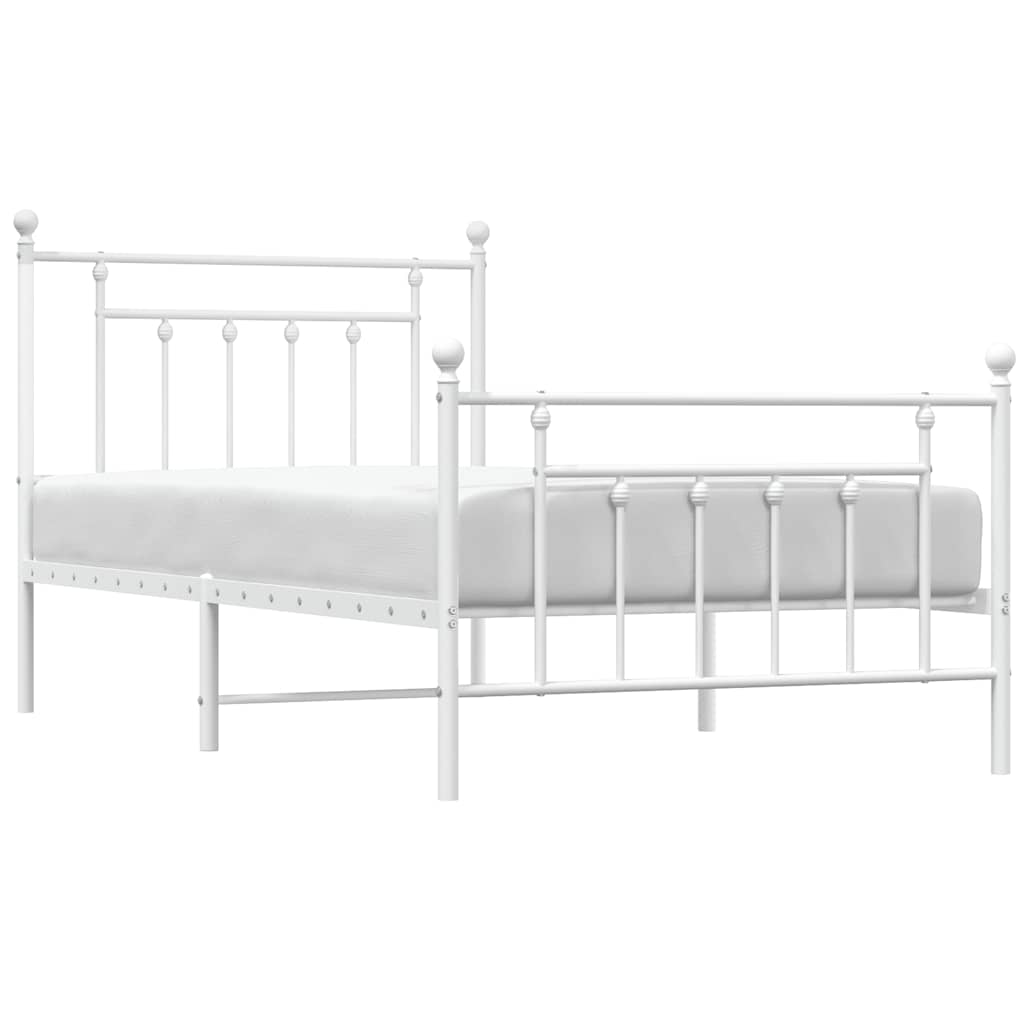 Giroletto con Testiera e Pediera-Struttura Letto Metallo Bianco 100x190 cm 353850