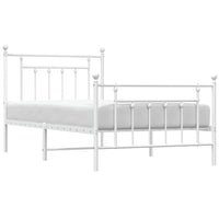 Giroletto con Testiera e Pediera-Struttura Letto Metallo Bianco 100x190 cm 353850