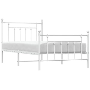 Giroletto con Testiera e Pediera-Struttura Letto Metallo Bianco 100x190 cm 353850