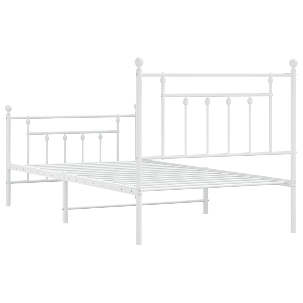Giroletto con Testiera e Pediera-Struttura Letto Metallo Bianco 100x190 cm 353850
