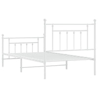 Giroletto con Testiera e Pediera-Struttura Letto Metallo Bianco 100x190 cm 353850