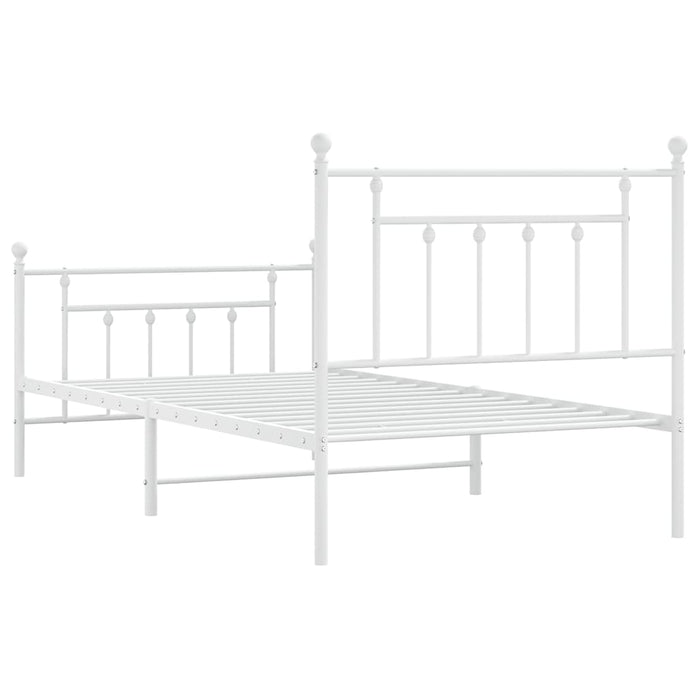 Giroletto con Testiera e Pediera-Struttura Letto Metallo Bianco 100x190 cm 353850