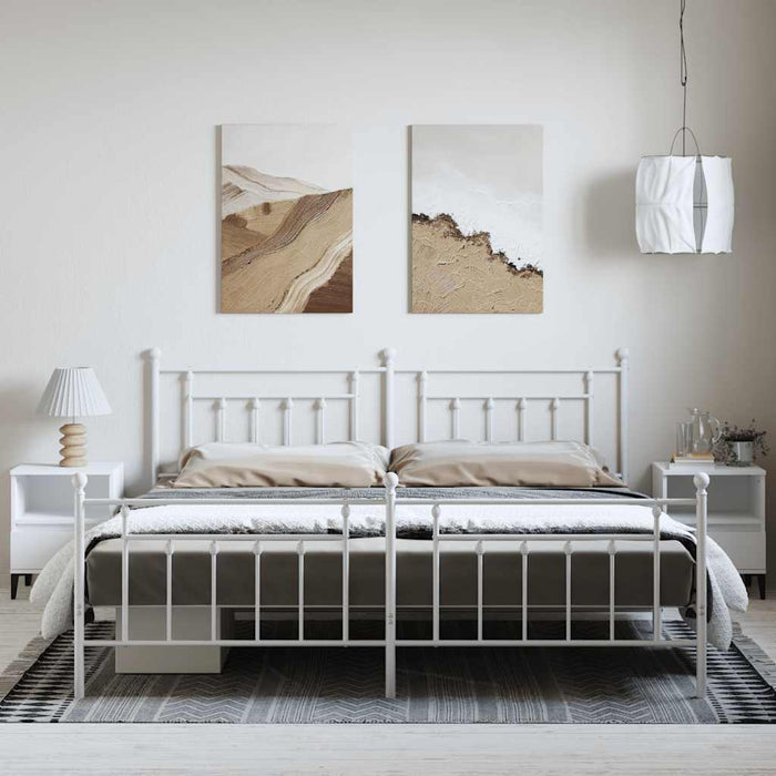 Giroletto con Testiera e Pediera Metallo Bianco 193x203 cm 353610