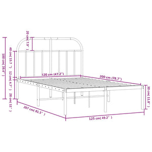 Giroletto con Testiera in Metallo Nero 120x200 cm 353633