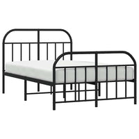 Giroletto con Testiera e Pediera Metallo Nero 120x190 cm 353650