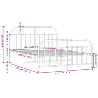 Giroletto con Testiera e Pediera Metallo Nero 140x200 cm 353654