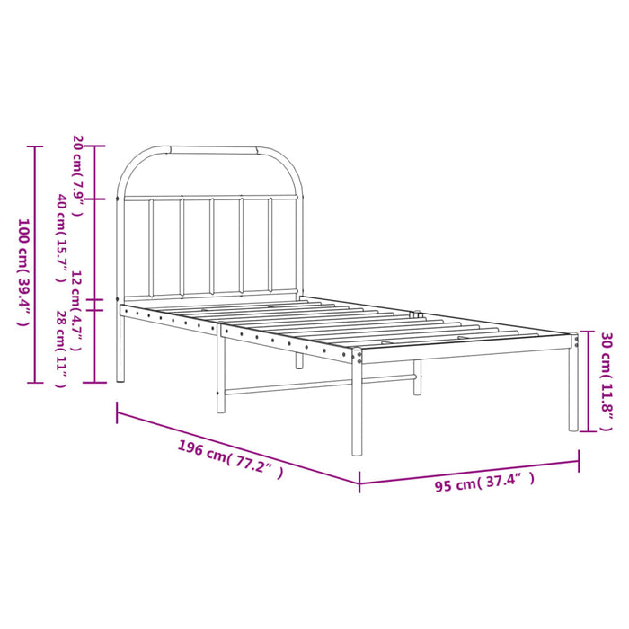 Giroletto con Testiera Metallo Bianco 90x190 cm 353676