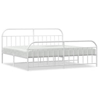 Giroletto con Testiera e Pediera Metallo Bianco 200x200 cm 353709