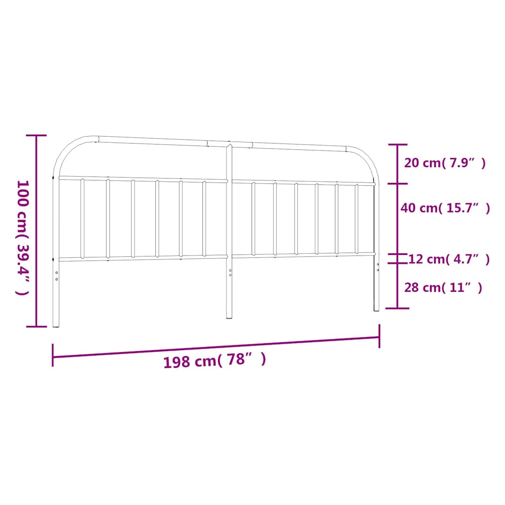 Testiera in Metallo Bianco 193 cm 353721