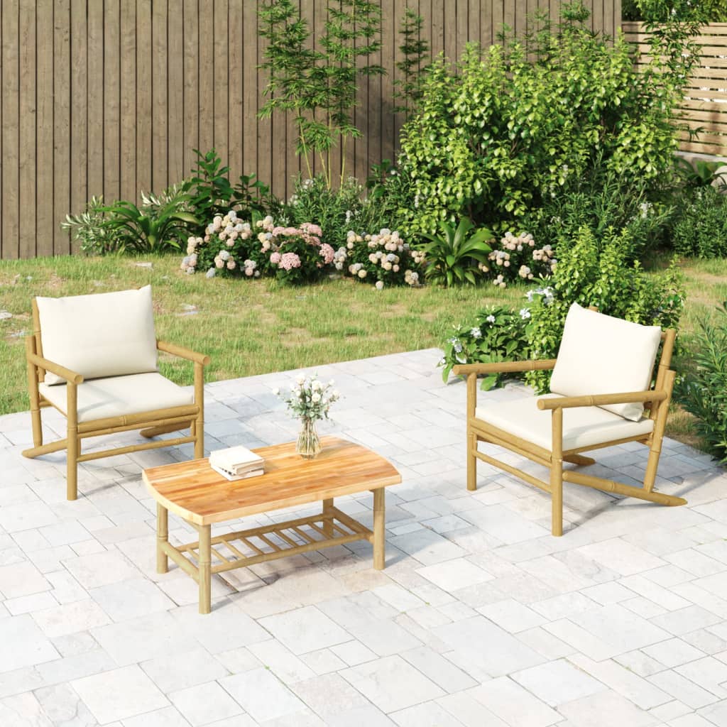 Sedie da Giardino 2 pz con Cuscini Bianco Crema in BambÃ¹cod mxl 70686