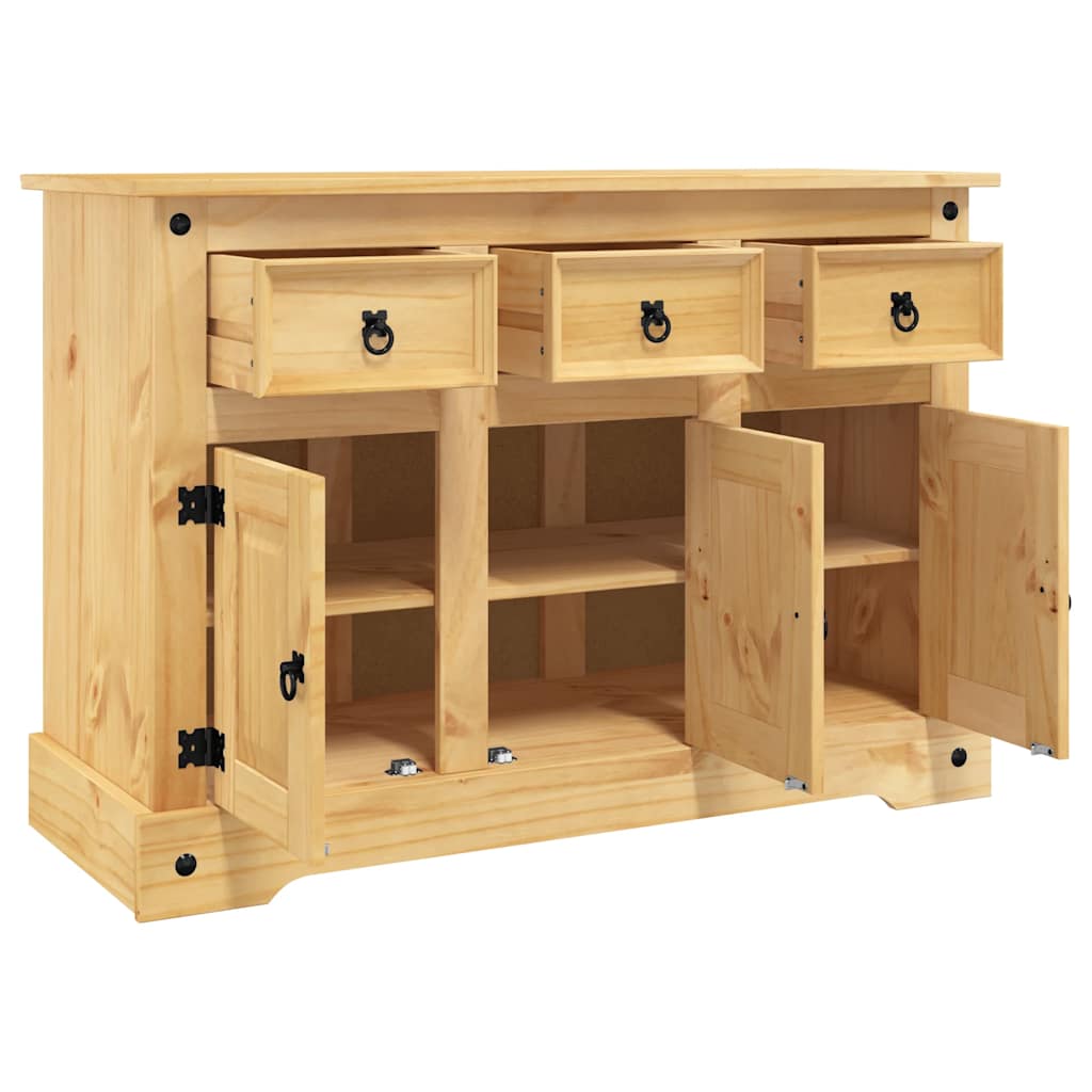 Credenza cassettiera cassettiera mobile contenitore organizer cucina soggiorno Corona 112 x 43 x 78 cm legno massello pino messicano marrone 02_0031749