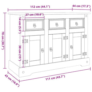 vidaXL Credenza Corona Grigia 112x43x78 cm in Legno di Pino Messicano