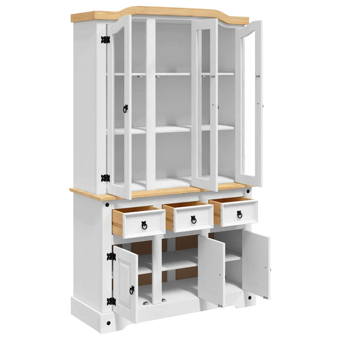 Credenza Corona Bianca 112x43x196 cm in Legno di Pino Messicano 355086