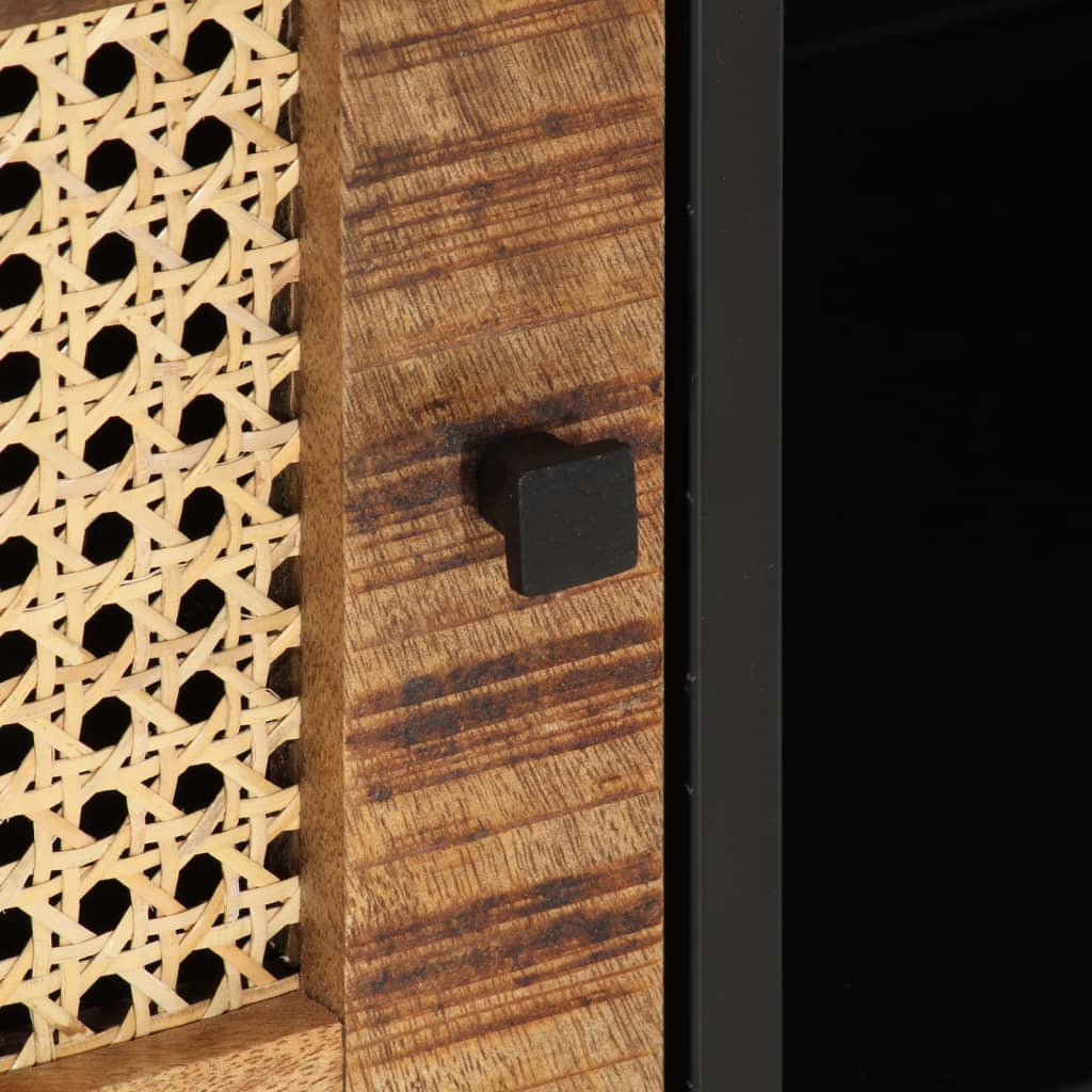 Mobile Porta TV 110x30x40cm Legno Grezzo Massello Mango e Ferro 353887