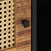 Mobile Porta TV 110x30x40cm Legno Grezzo Massello Mango e Ferro 353887