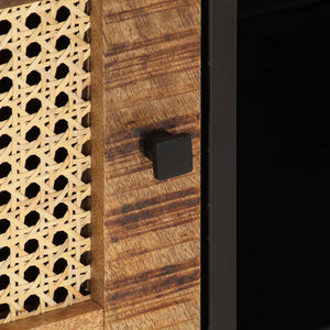 Mobile Porta TV 110x30x40cm Legno Grezzo Massello Mango e Ferro 353887