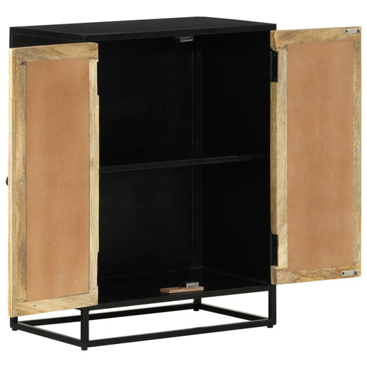 Credenza con 2 Ante 55x35x75 cm Legno Massello di Mango e Ferro 353888