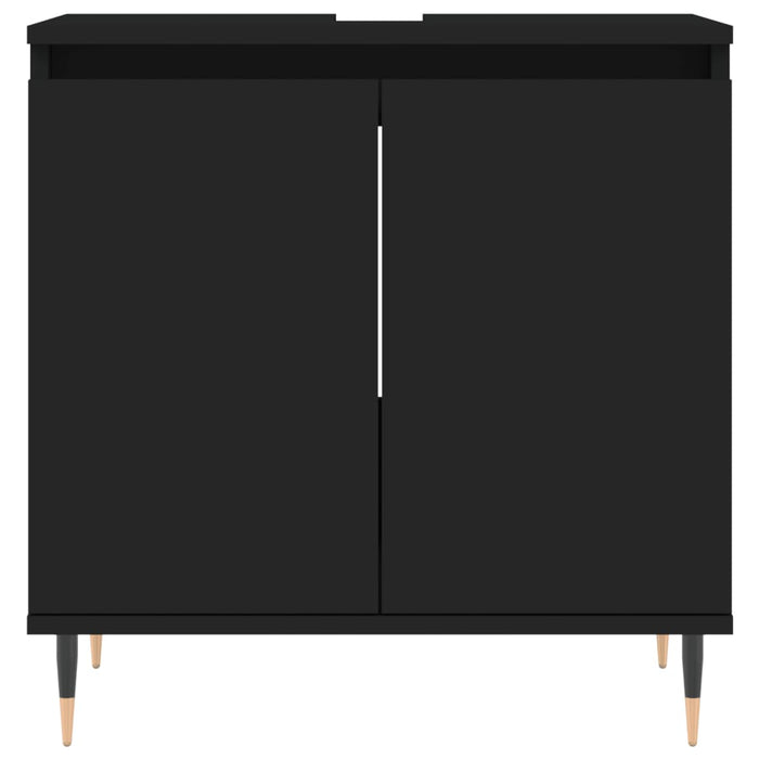 Set di Mobili da Bagno 3 pz Nero in Legno Multistrato 3187782