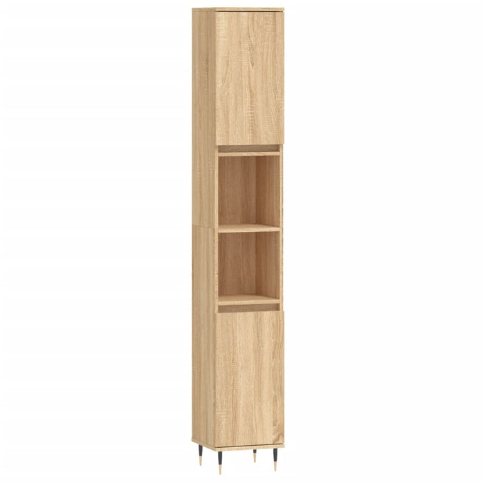 Set di Mobili da Bagno 3 pz Rovere Sonoma in Legno Multistrato 3187784