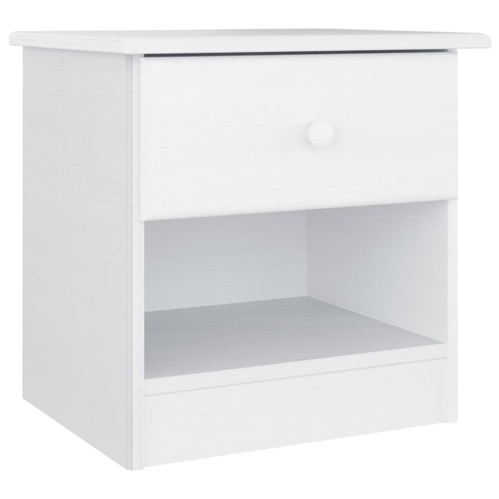 Comodino ALTA Bianco 41x35x41 cm in Legno Massello di Pino 353914