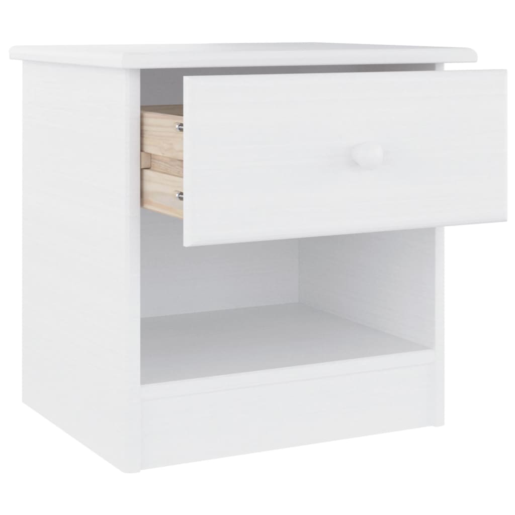 Comodino ALTA Bianco 41x35x41 cm in Legno Massello di Pino 353914