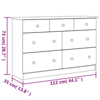 Cassettiera ALTA 112x35x73 cm in Legno Massello di Pino 353919